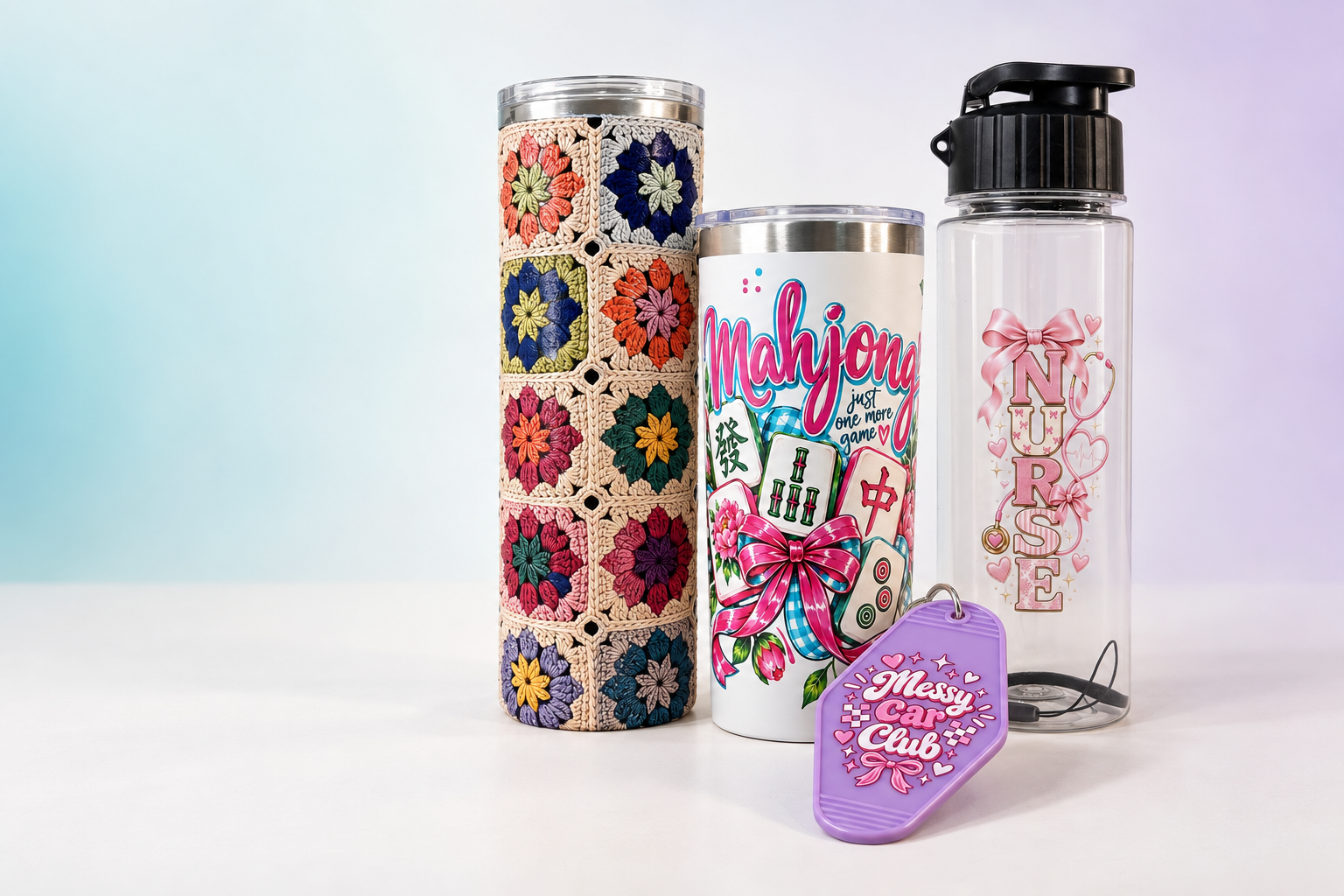 Colorful custom UV printed tumblers and products